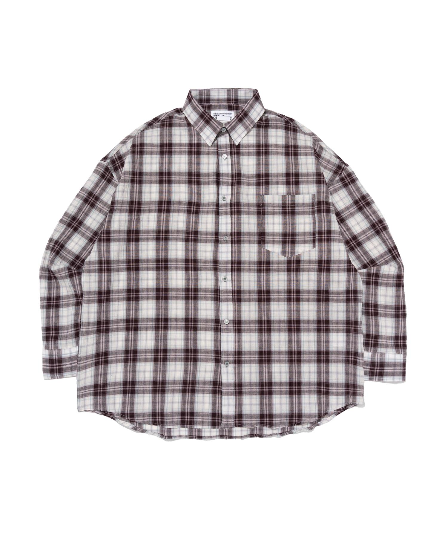Ader Fits Forest Wrinkle Check Shirt (Wine) Free