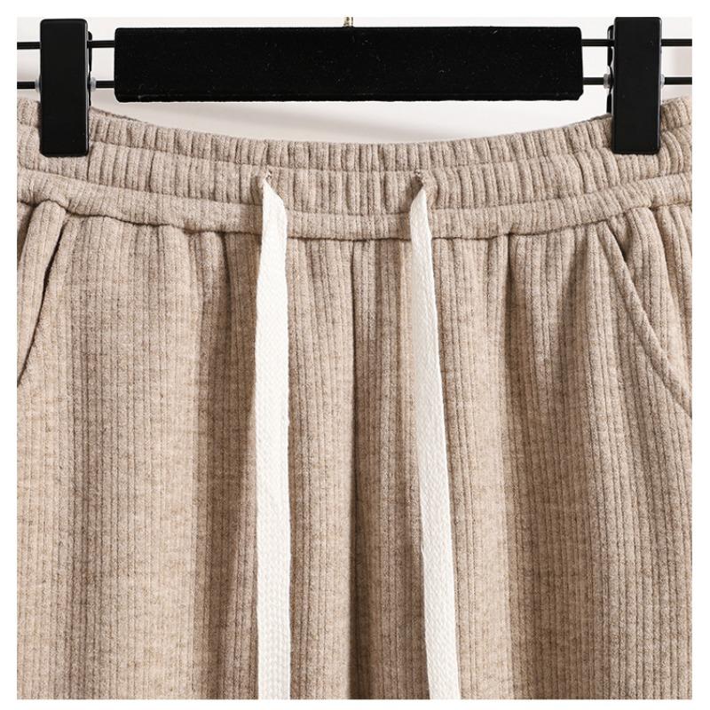 DIMANAF Plus Size Women Long Pants Thick Knitted Loose Casual Elastic Waist Lady Winter Autumn 2025