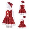 Barn Jenter Julefest Danseforestilling Kostyme Ermeløse paljetter Kjole med hattesett