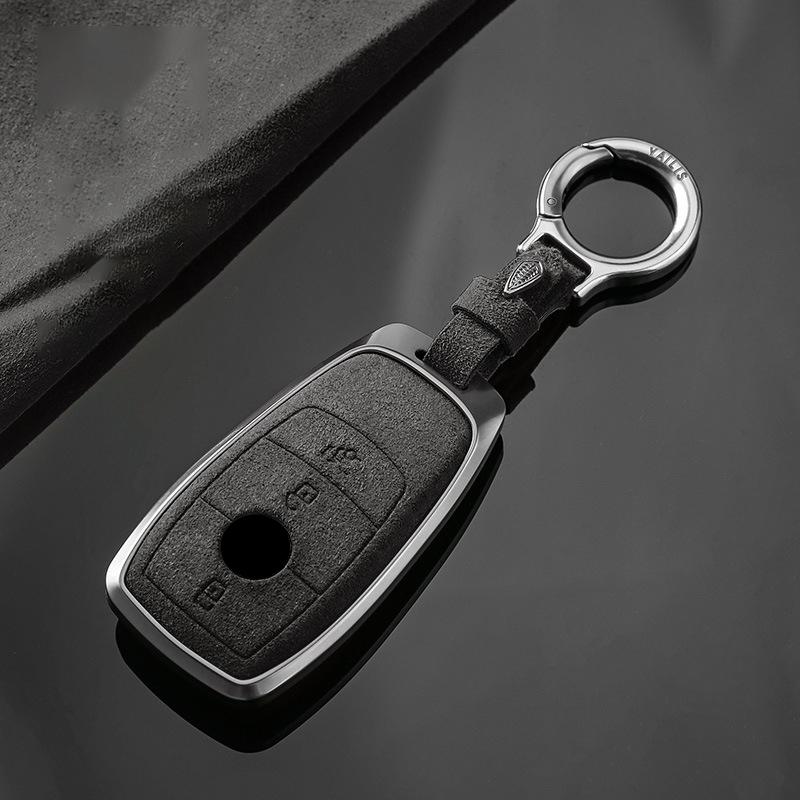 Interior Mouldings Metal Suede Car Remote Key Cover Case Holder shell Keychain Fob For Mercedes Benz New GLA GLB CLS EQA EQB A20