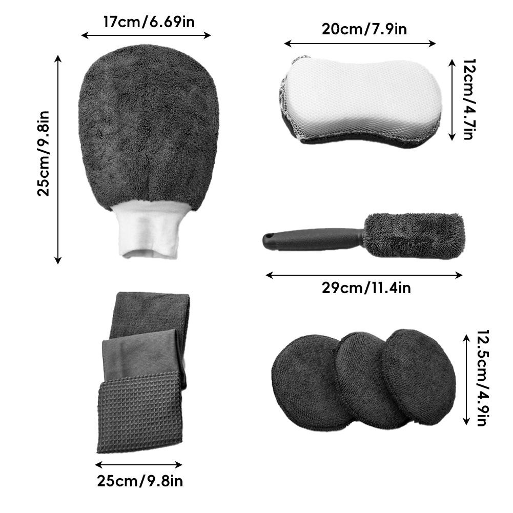 Universal 9Pcs Car Cleaning Kit Towels Gloves Sponge Tire Brushes Set Auto Interior Exterior Decoration Beauty Care Tools