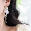 French Retro Premium Shell Flower Fringed Long Clip On Earrings Women's 2025 New Temperament Ear Clips Without Ear Piercings