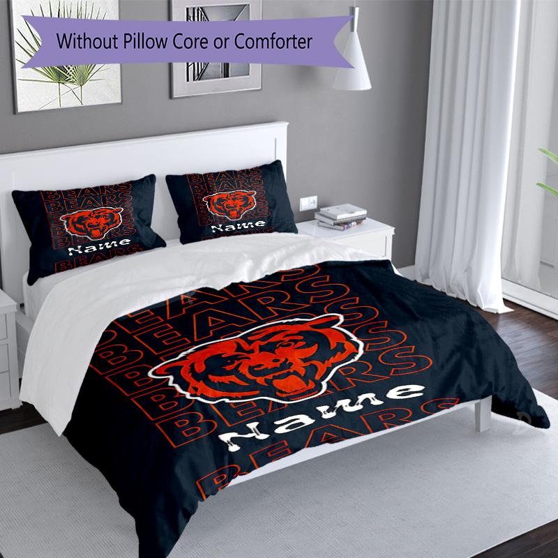 Chicago Bears Fan Gear 3PCS Bedding Set, Breathable Duvet Cover & 11 Pillowcases, Soft Bed Linen, Great Birthday Festival Gift