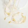6Pcs/Set Seaside Shell Rice Beads Necklace Bracelets Set for Women Vintage Gold White Color Stacked Jewelry Set Beach Party Gift