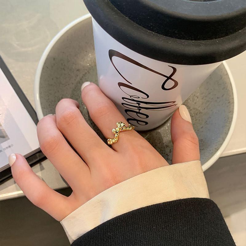 Elegant Korean Style S925 Open Adjustable Ring For Women With Unique Geometric Design