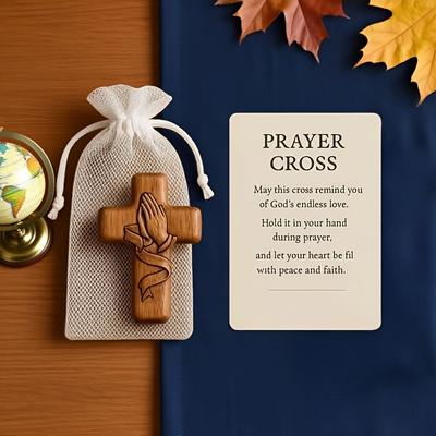 Resin Handheld Pocket Cross,Net Bag Design,Fingertip Relaxation.For Christian Daily Prayer and Church Use,Three-dimensional