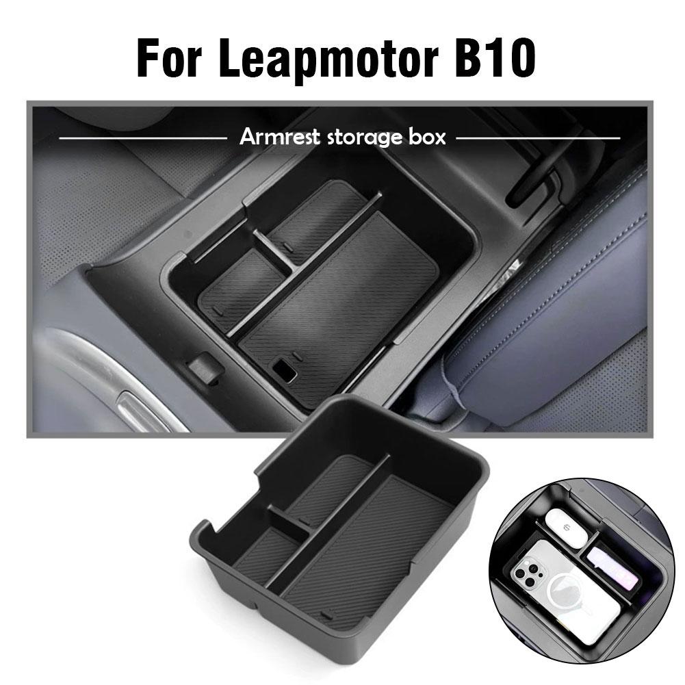 For Leapmotor B10 Car Armrest Storage Box Organizer Non-slip Waterproof Center Console Case Tray Car Interior Modification