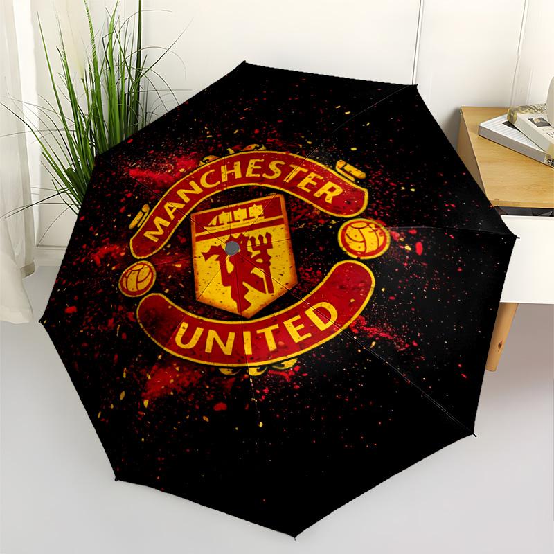 Manchester Crest Outdoor Automatic Umbrella with 8-Rib Compact Design Durable Everyday Carry Umbrella Vibrant Pattern Umbrella Spiritual Gift