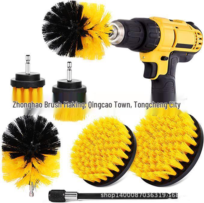 7-Piece Multi-Purpose Electric Drill Brush Set for Kitchen, Bathroom, and Car Cleaning Red; 7 Pieces; PP