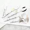 4Pcs Imitation Wooden Handle Cutlery Set Stainless Steel Dinnerware Tableware Knife Fork Spoon Silverware Party Kitchen Flatware