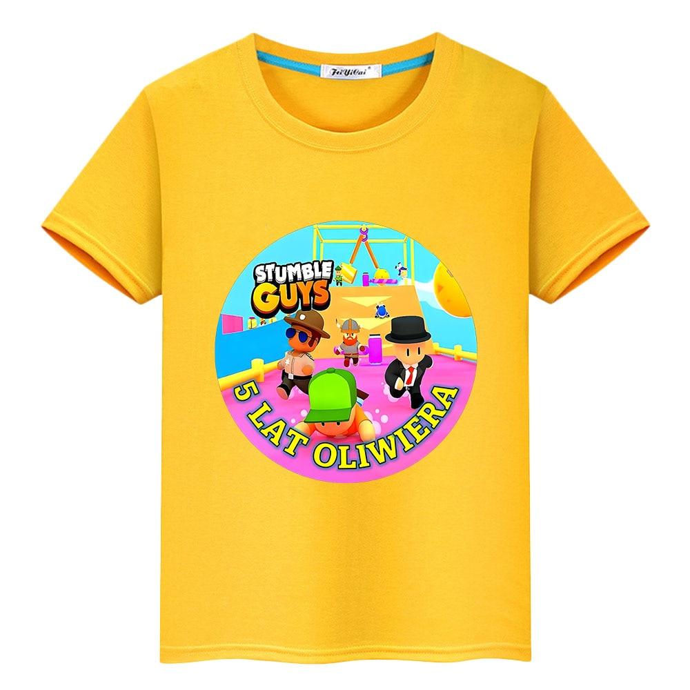 

Детская футболка из 100% хлопка Stumble Guys, футболки с короткими топами с принтом, одежда для мальчиков и девочек y2k, цельная летняя повседневная детская одежда 100 белый