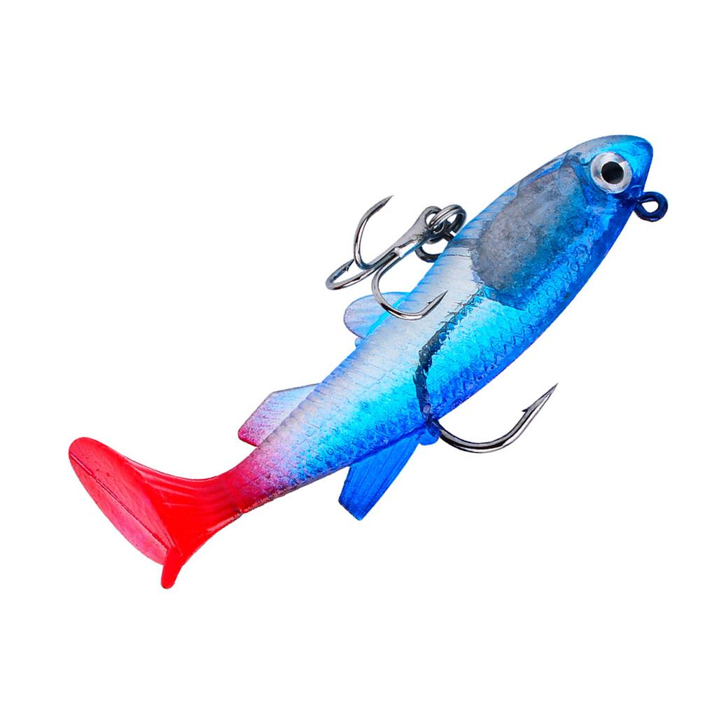 5Pcs Bass Trout Soft Fishing Lures for Freshwater & Saltwater Soft Silicone Squid Fishing Lures Fishing Jig Head Hooks