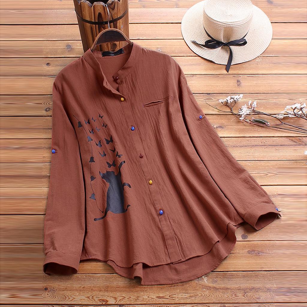 Buy Women Casual Cat Print Long Sleeve 