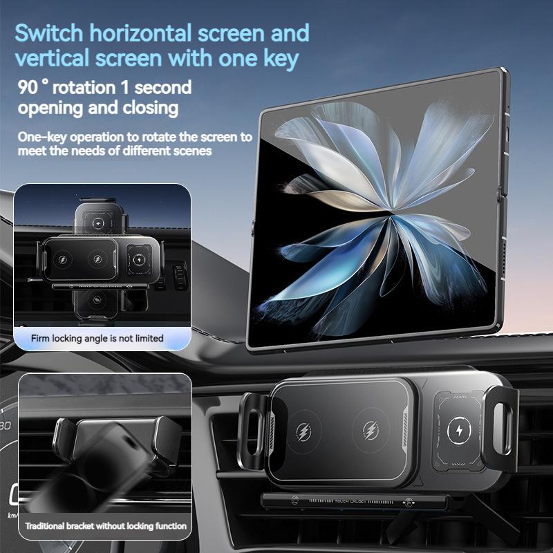 Universal Car Wireless Charger Holder 360° Rotation Phone Mount for Samsung Galaxy Fold 6 5 4 3 Z Flip S25 S24 iPhone 16 15