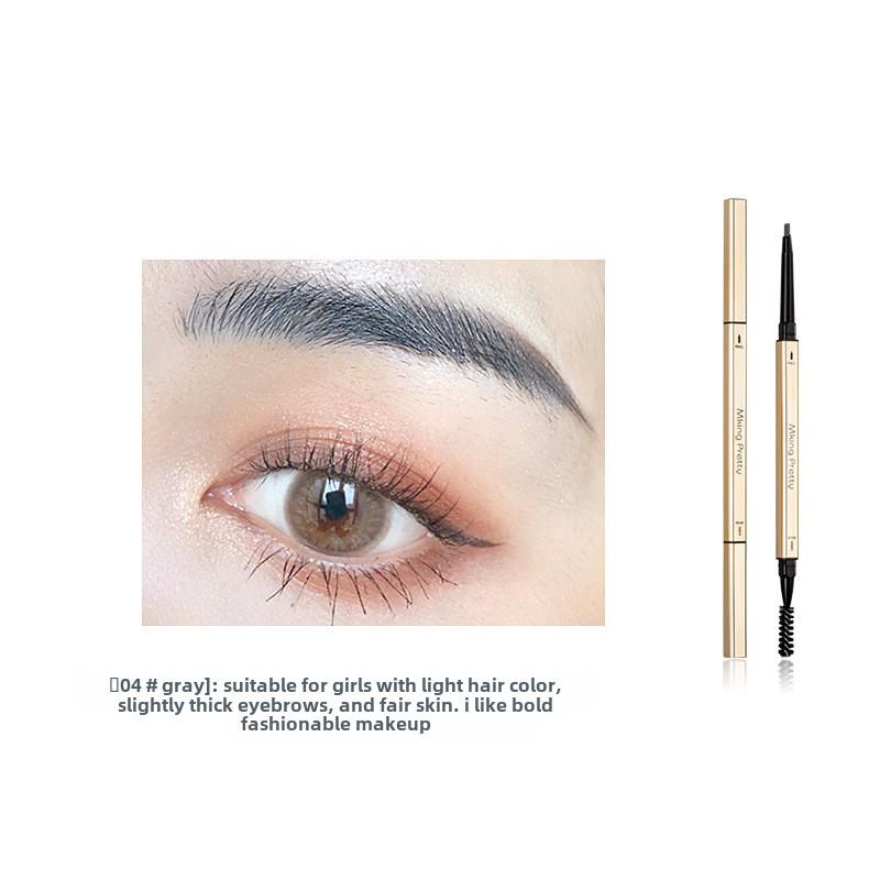Gold Double-Headed Triangular Eyebrow Pencil: Ultra-Fine, 3D Sketch, Waterproof & Smudge-Proof.