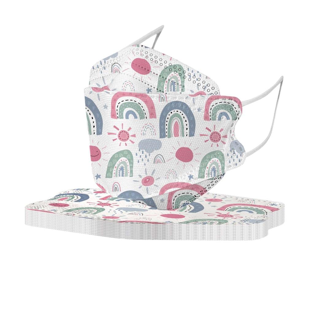 50PCS Kids Children's Disposable Face Mask Cute Funny Print 3D Designs 4-Ply Facial Masks