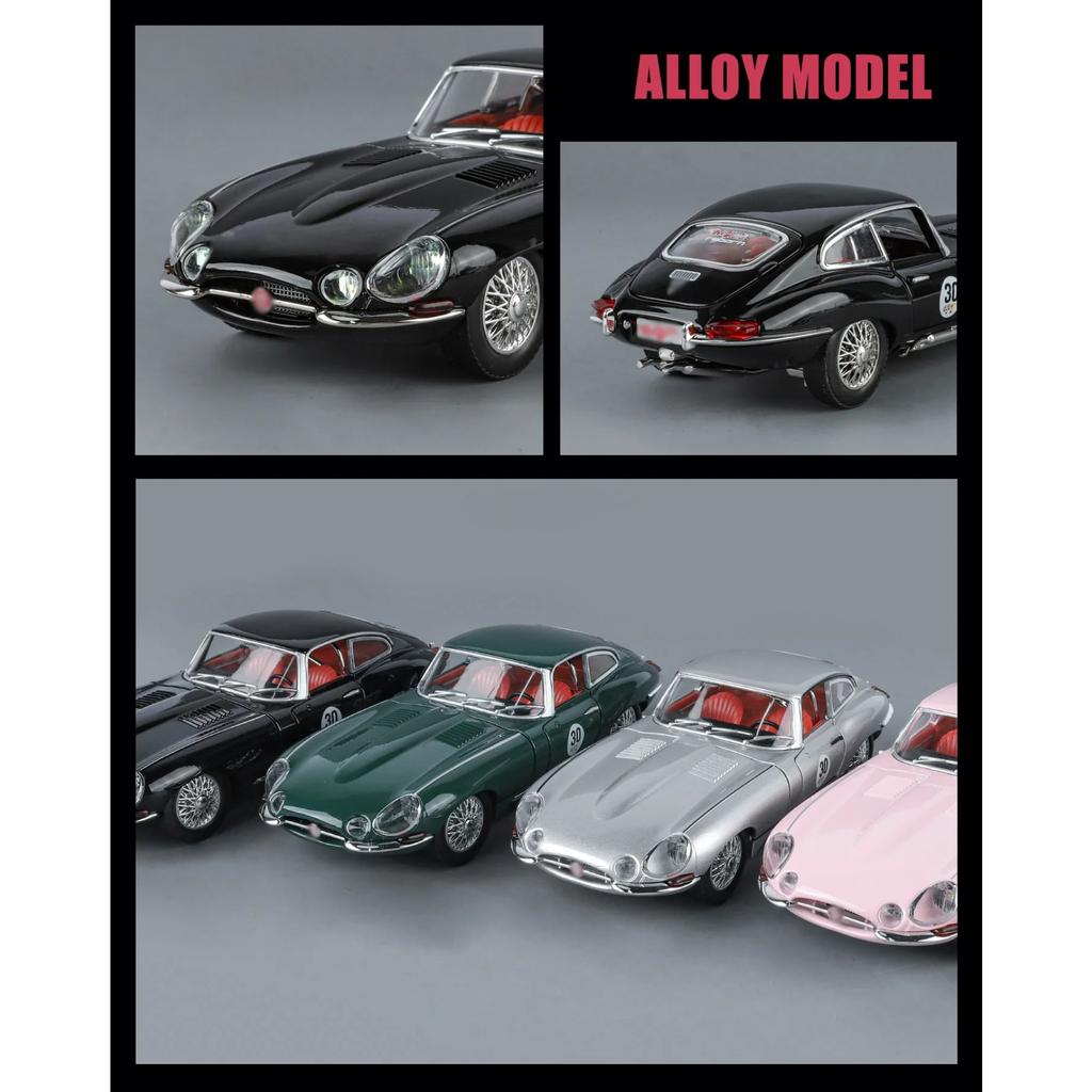 NEW 1/24 Jaguars E-Type Alloy Car Model Sound and Light Pull Back Children's Toy Collectibles Birthday Gift