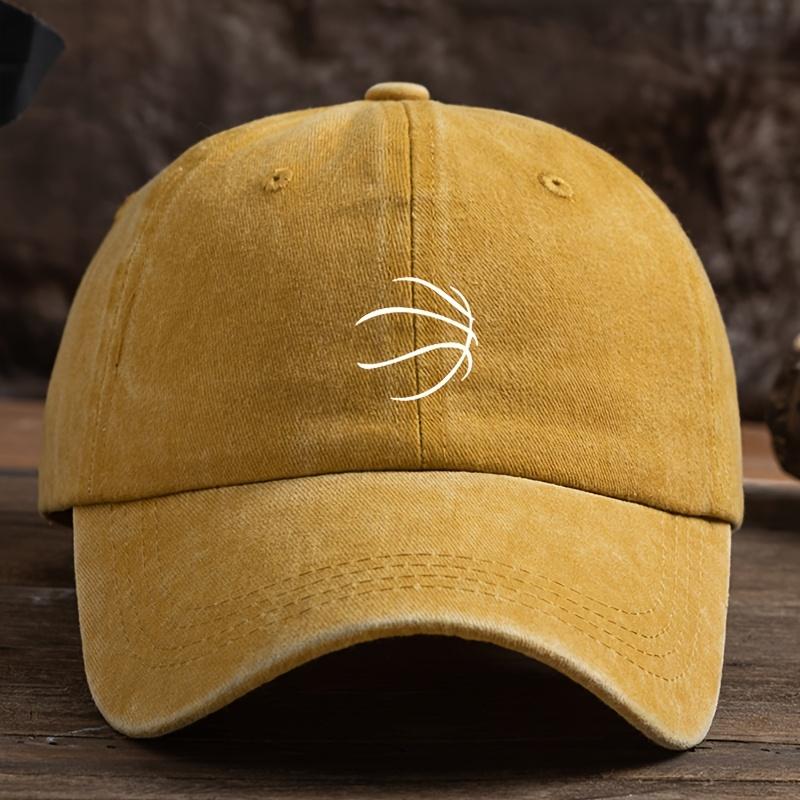 Football Printed Baseball Cap For Men, Outdoor Hat With Curved Brim For Sun Protection And Adjustable Duckbill Cap, Trendy