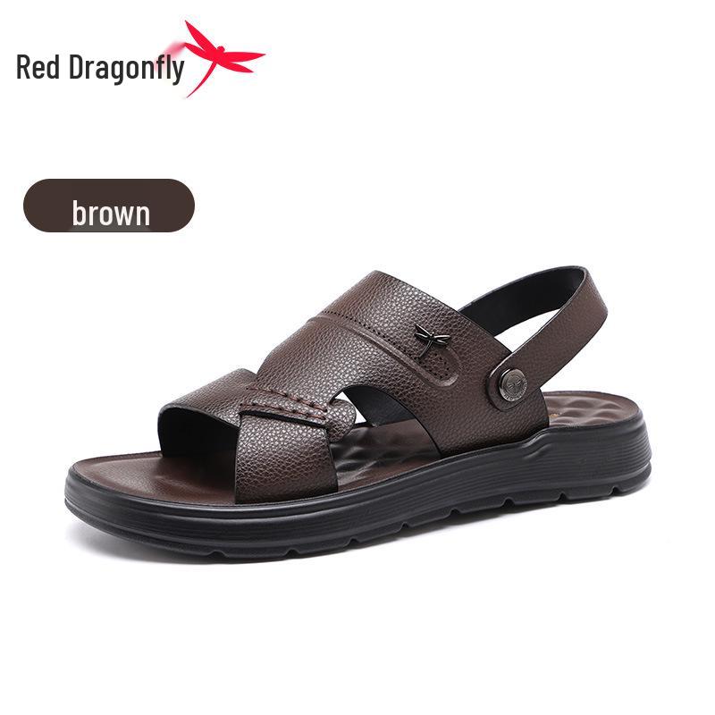 Red Dragonfly Men s Non-slip Soft Sole Sandals - Summer Odor-resistant Slippers for Middle-aged  Elderly 44
