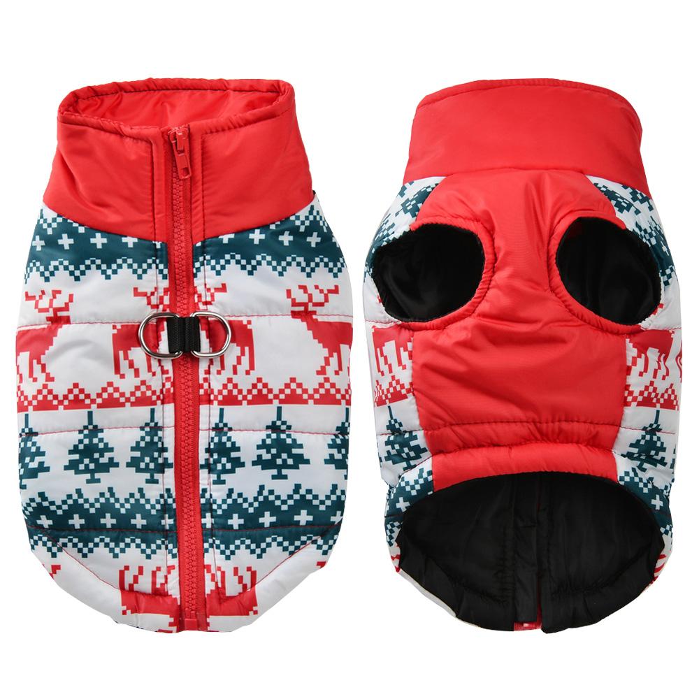 

Зимняя одежда для собак средних и маленьких пород, для кошек, ветрозащитная, теплая, с рождественским принтом, куртка для щенков, костюм для чихуахуа, йоркширского питомца S зелёный