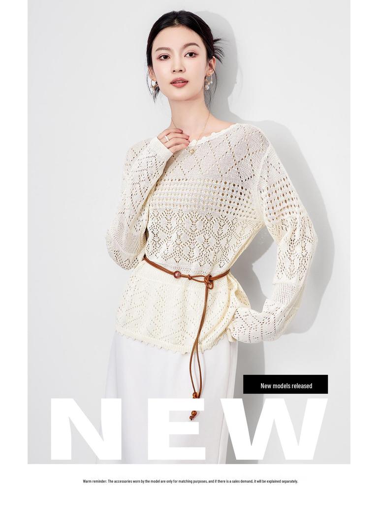 Bohemian Trójwymiarowa Dzianina Szydełkowa z Dziurkami na Wczesną Jesień