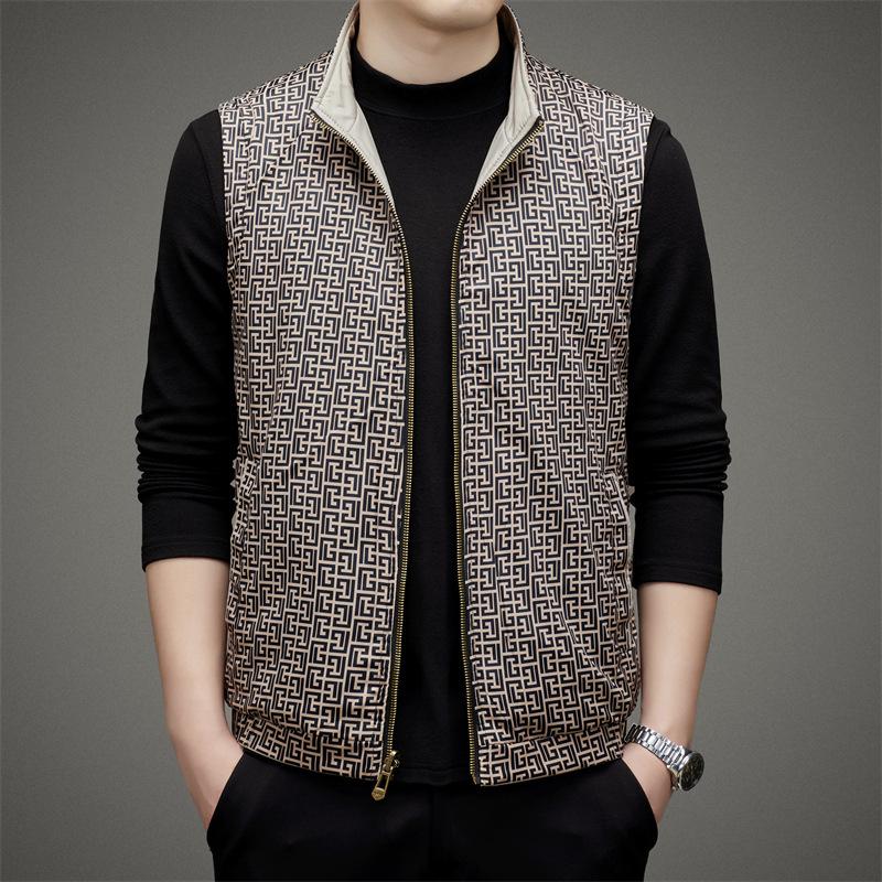 Men's Waistcoat Standing Collar Outdoor Sports Double-sided Vest Vest Clip Sleeveless Trend Coat