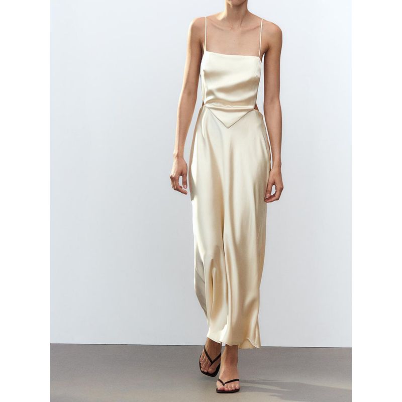 Za2025 Summer New Women Clothes Sexy Sling Silk Satin Texture Sling Waist-Exposed Dress 2896331 727