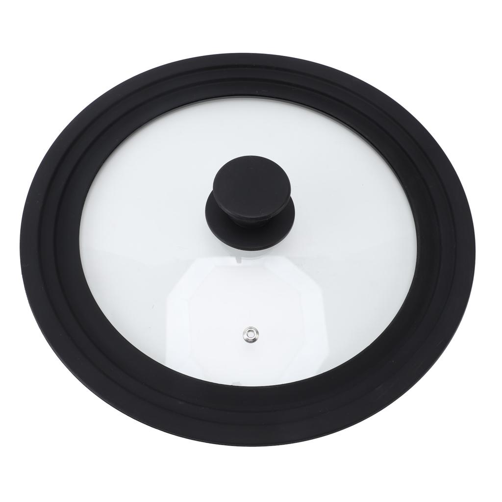 Round Glass Pot Lid Heat Resistance Silicone Rim Universal Kitchen Pan Cover for 24cm 26cm 28cm