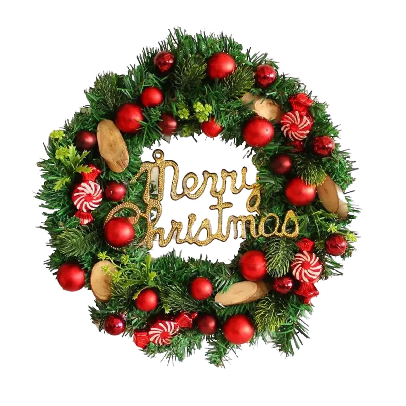 

Christmas Wreaths For Front Door, Merry Christmas Door Wreath With Balls & Berries For Indoor Outdoor Fireplace Wall Window Xmas Decor One Size зелёный