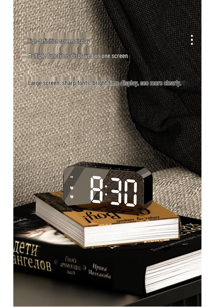 Minimalist Dual-Use LED Alarm Clock with Voice Control and Temperature Display