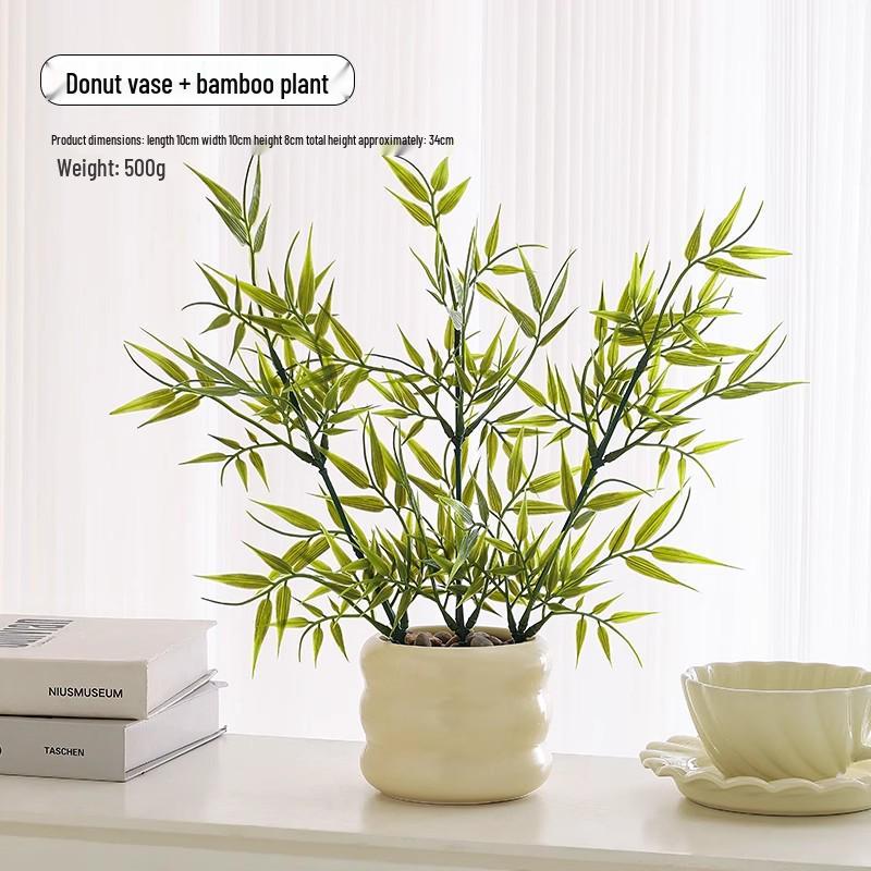 Nordic Bionic Green Faux Bonsai Plants - Indoor Tabletop Decor for Office & Living Room