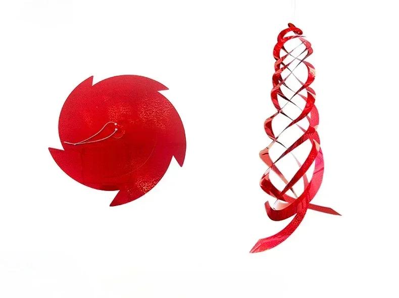 

Hangable Radar Reflective Bird Repeller - Silver Spiral Wind Rotor - Effective Bird Repeller for Garden Birds красный