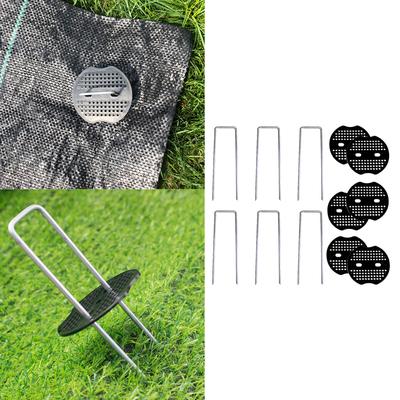 Ground Anchors Pegs Anti Rust U Shape Hook Landscape Stakes Plastic Gaskets for Garden Fleece Control Fabric Fence Tent