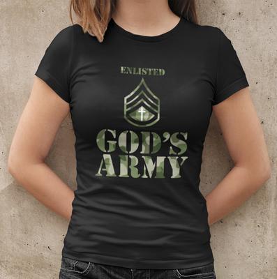 Faith Jeus Is King Christ Soldier Army God Womens T-Shirt Tailored Cotton