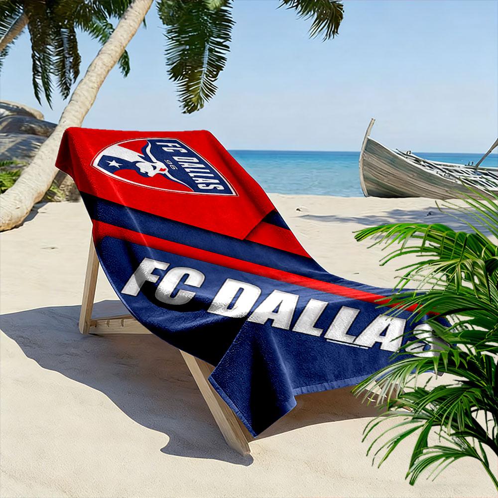 Beach Towel with FC Dallas Soccer Crest Print, Quick Dry Microfiber, Soft Absorbent, for Soccer Fans Pool Beach Travel
