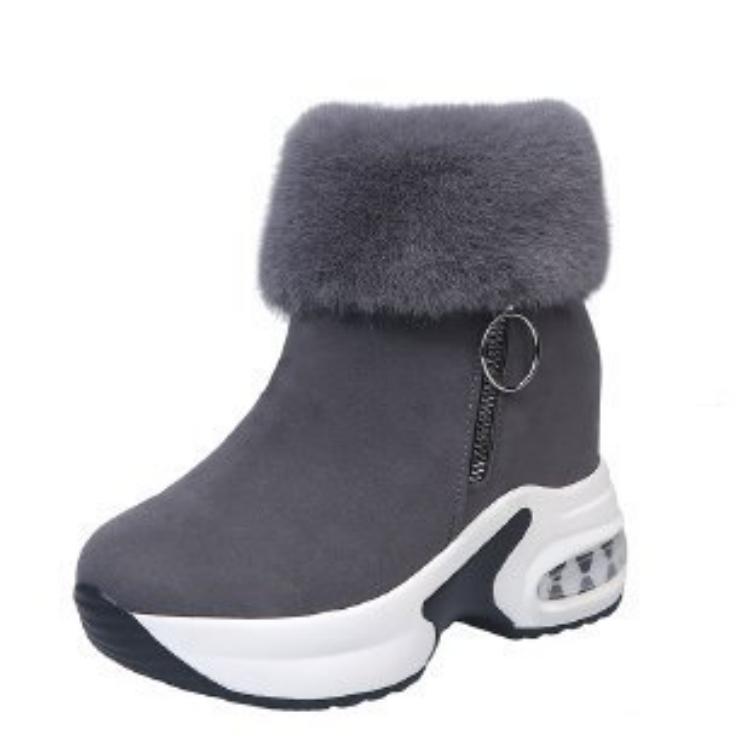 Autumn Winter Plus Size Women's Thick Soled Snow Boots Comfortable Warm Sponge Cake Slope Heel Velvet Short Cotton Boots 35-43