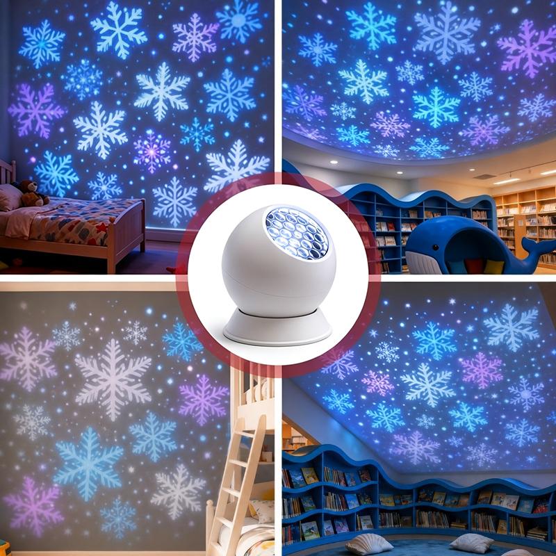 Snowflake Projector Lamp Dynamic Rotating Led Projection Light For Bedroom Christmas Party Ambient Decor