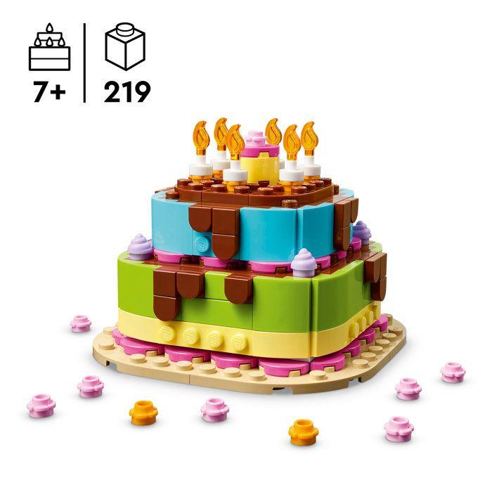 LEGO 40815 Le Gâteau d'Anniversaire - Jeu de Construction des 7 ans - Décoration de Table