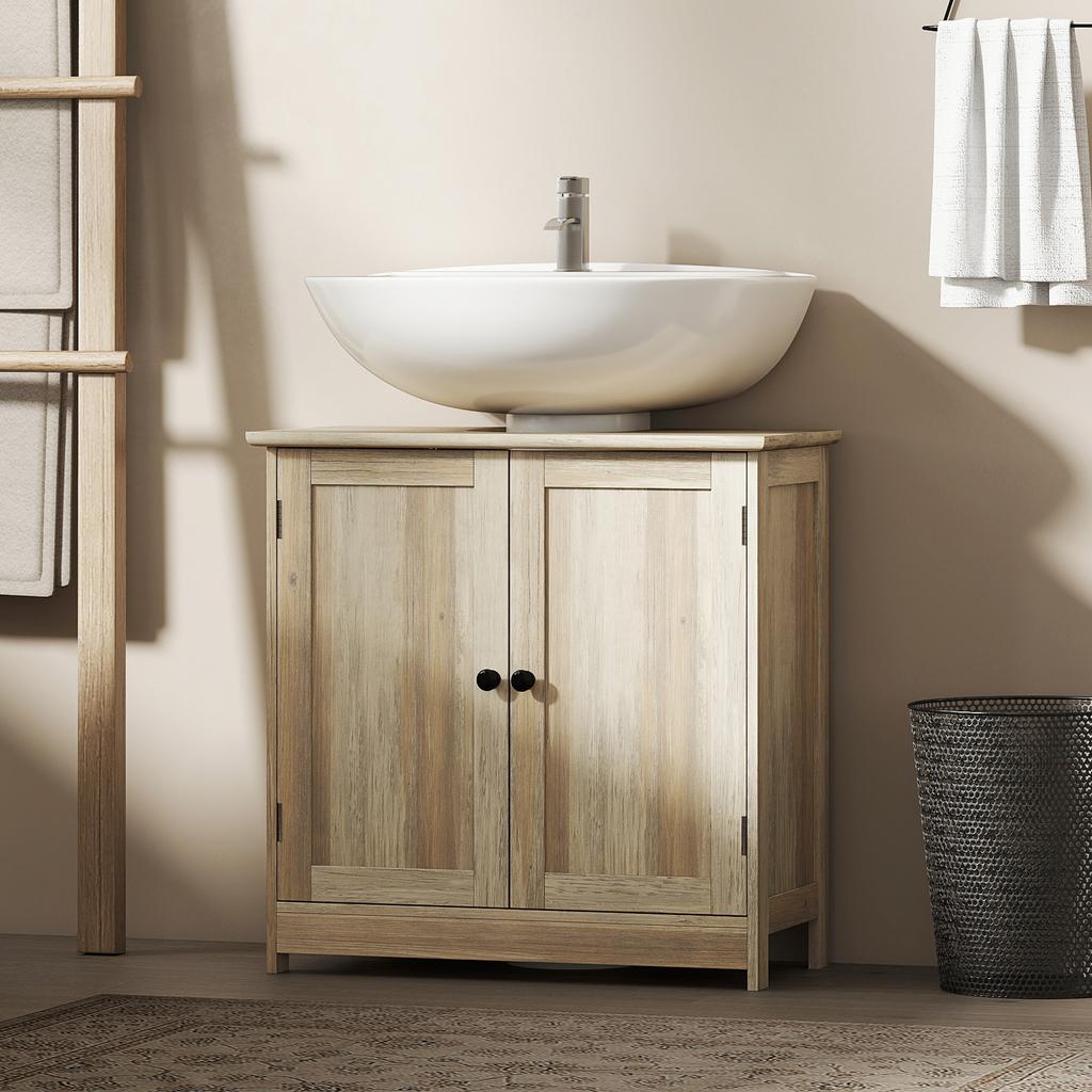 Bathroom Under-Sink Cabinet, 2 Doors, Adjustable Shelf, 60 x 30 x 60 cm, Grey