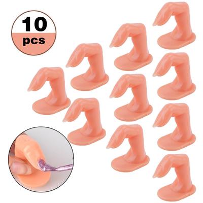 10pcs Plastic Fake Finger Professional Nail Art Practice Model Training False Tips Gel Manicure Display Adjustable DIY Tools