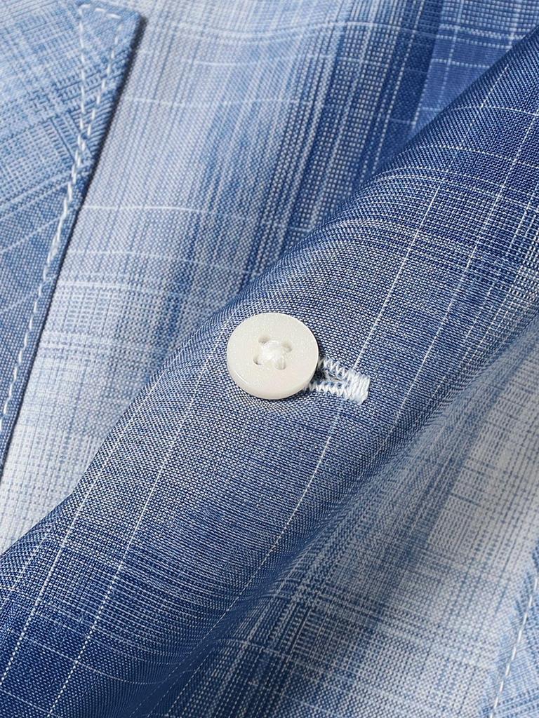 B:MING LIFE STORE by BEAMS Men's Large/Small Polyester Check Open Collar Shirt, Blue, Size M