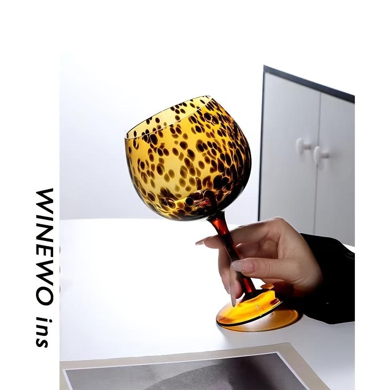 Vintage Leopard Wine Glasses Elegant Tall Stemware Durable Glass for Christmas Thanksgiving New Year Gifts Premium Drinkware