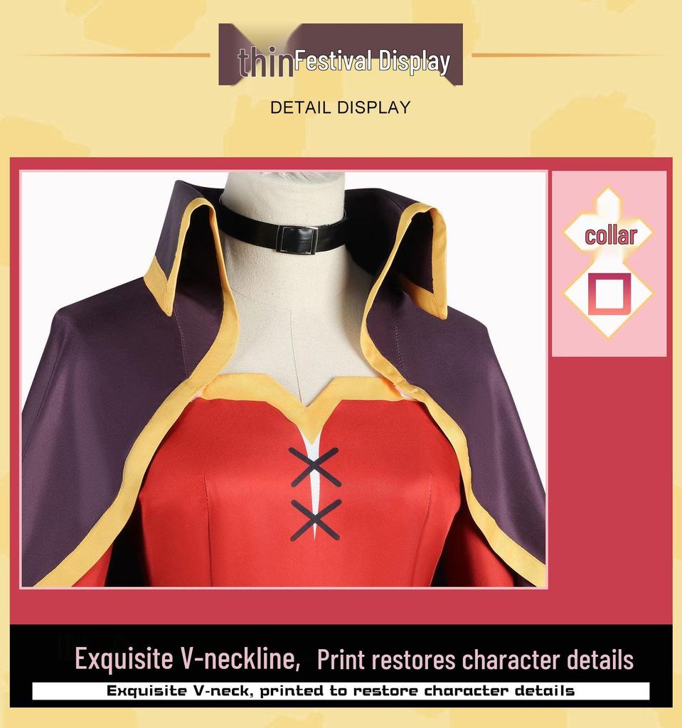 Megumin Cosplay Kostým - Kompletní sada magického roucha na Halloween