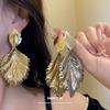 Metal Leaf Pendant Earrings Simple Fashion Ear Jewelry for Women