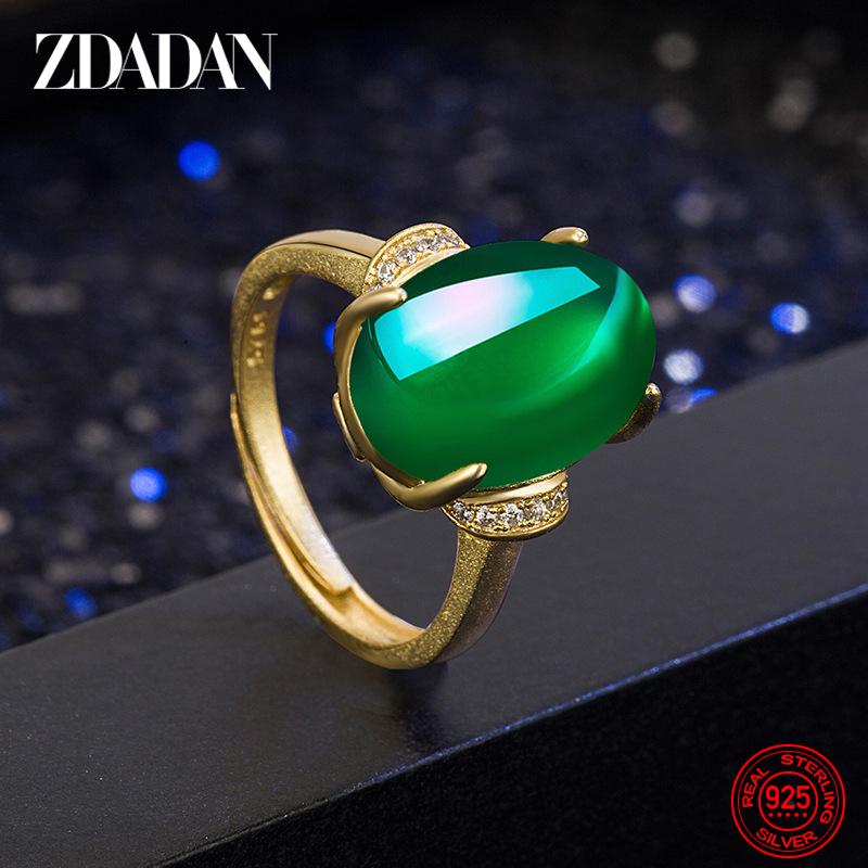925 Sterling Silver Jade Finger Rings for Women Fashion Party Jewelry
