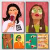 Colorful Funny Home Bathroom Girl Room Wall Decor Paintings Fruit Banana Peach Red Wine Sexy Woman Canvas Posters Wall Print Art