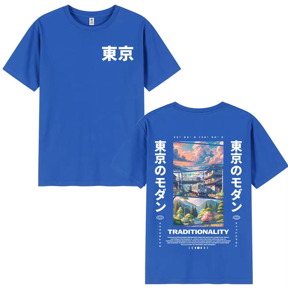 2026 Japanese Tokyo Cherry Blossoms T Shirts Men Women Clothing Short Sleeve Cotton T Shirt Fashion Harajuku T-shirt Streetwear Casual Tee Top