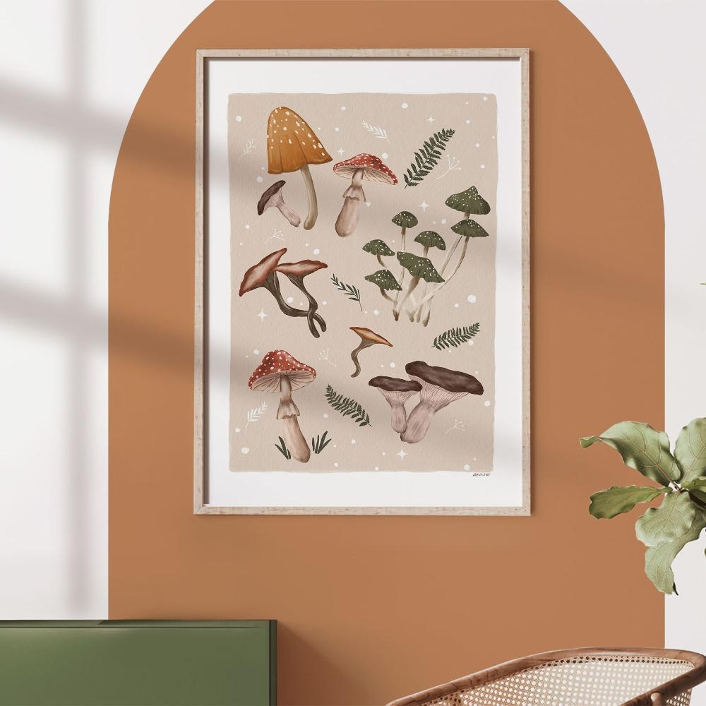 Autumn Printable Wall Art Poster Fall Themed Decor Fall Pumpkins Print Wild Mushrooms Art Autumn Leaves Cozy Fall Themed Decor