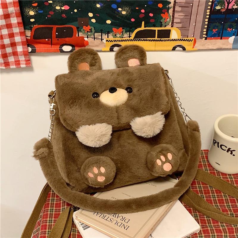 Women bear backpack girl cartoon student shoulder bag