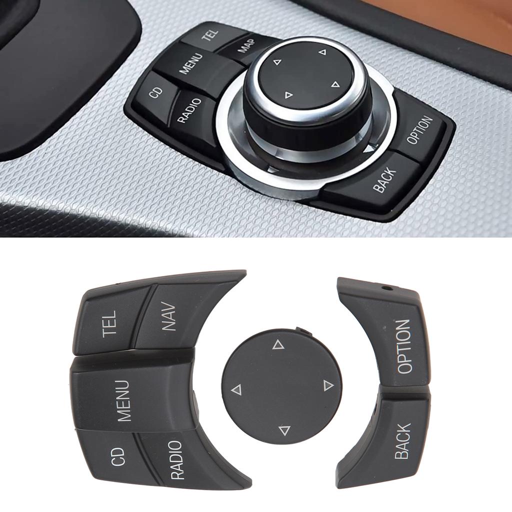 Center Console Multimedia Control Button Knob Kit Anti Scratch Stylish Multimedia Button Cover Trim Replacement for 1 3 5 Series